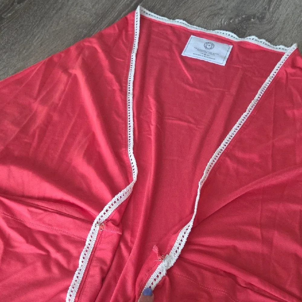 NEW! SUN50 UPF 50+ Swim Beach Shrug Kimono Coverup Cardigan with White Trim - Picture 7 of 13